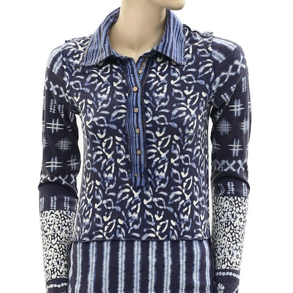 Free People We The Free Shibori Dreams Tee Cotton Printed Blouse Top S - Picture 7 of 8